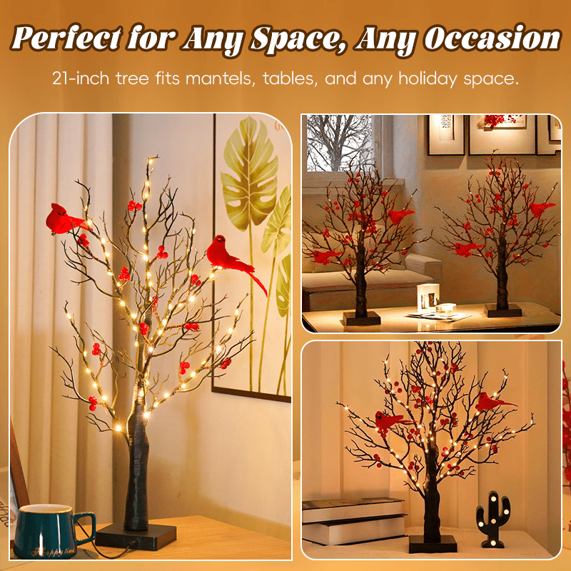 🏆LAST DAY SALE 49% OFF -  Vintage Glowing Cardinal Tree With Berries