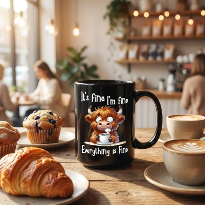 It’s Fine Highland Cow Mug – Your Daily Dose of Humour & Calm 🐮☕