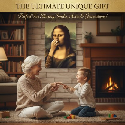 🔥2025 Christmas Hot Sale -🎁 Mona Lisa Holding Nose Bathroom Canvas Art