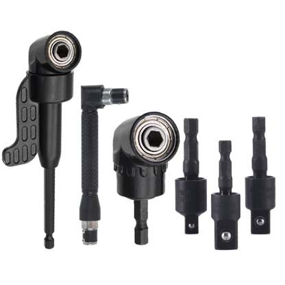 🔥HOT SALE 35% OFF -🛠️6Pcs Right Angle Drill Attachment Set with 105° Angle Drill Adapter and Impact Grade Socket Adapter