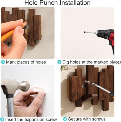 Wall-Mounted Wooden Coat Rack 🎹Piano Key Style Design