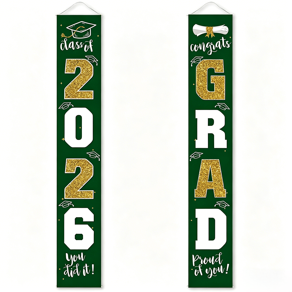 🔥2026 LAST DAY 49% OFF - 🎓Class of 2026 Graduation Banner | Congrats Grad Front Door Porch Decor for Graduation Party (✨Set of 2)