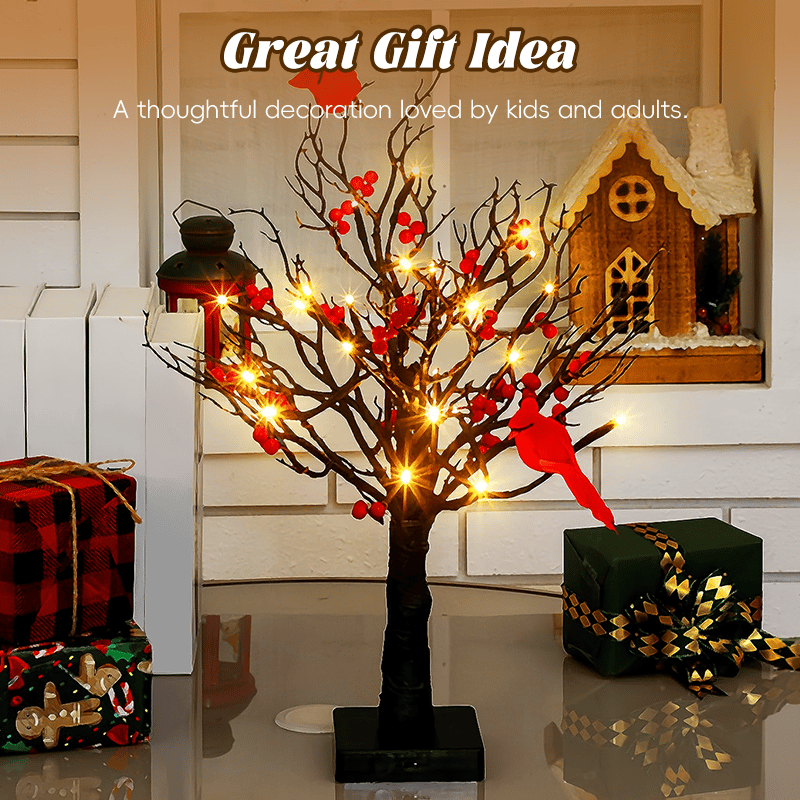 🏆LAST DAY SALE 49% OFF -  Vintage Glowing Cardinal Tree With Berries