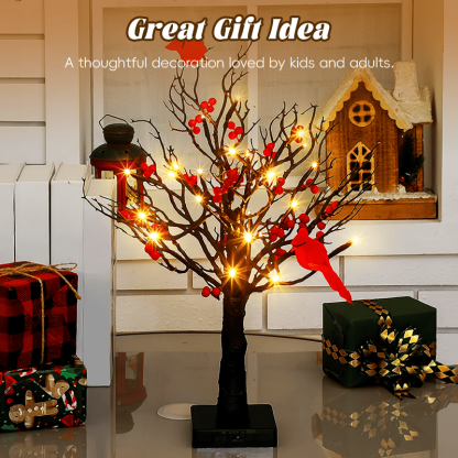 🏆LAST DAY SALE 49% OFF -  Vintage Glowing Cardinal Tree With Berries
