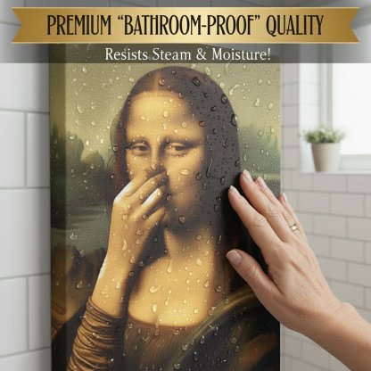 🔥2025 Christmas Hot Sale -🎁 Mona Lisa Holding Nose Bathroom Canvas Art