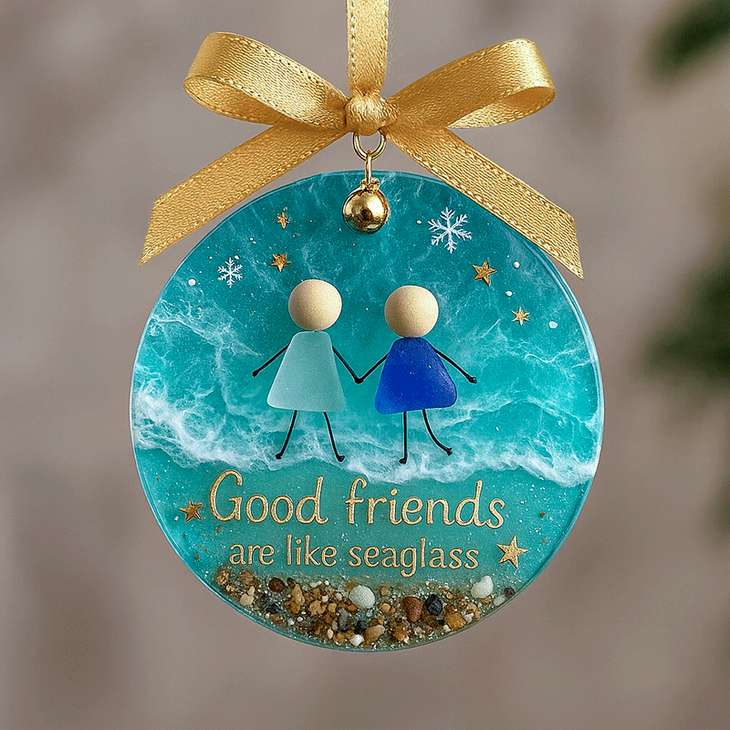 🌲Christmas Gift--Friendship Sea Glass Christmas Ornament 🎁