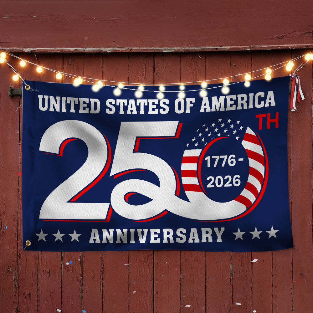 Patriotic 250th Anniversary 1776 2026 United States of America Semiquincentennial Grommet Flag