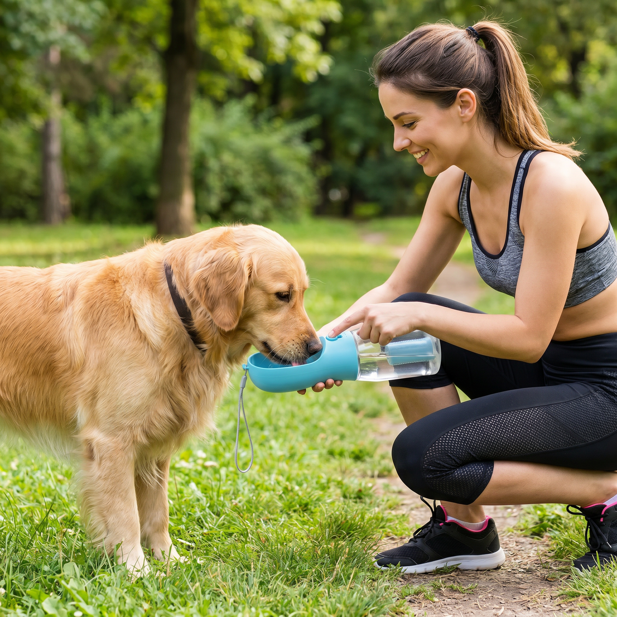 🐶3 in 1 portable dog water bottle with food container and poop bag🐶