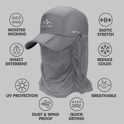 🔥HOT SALE 49% OFF🔥Retractable Brim Outdoor/Fishing/Riding/Climbing Sunblock Hat