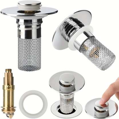 🔥 Bathroom Sink Stopper Hair Catcher, Universal Pop Up Sink Drain Filter with Stainless Steel Filter Basket, Bathroom Sink Drain Strainer