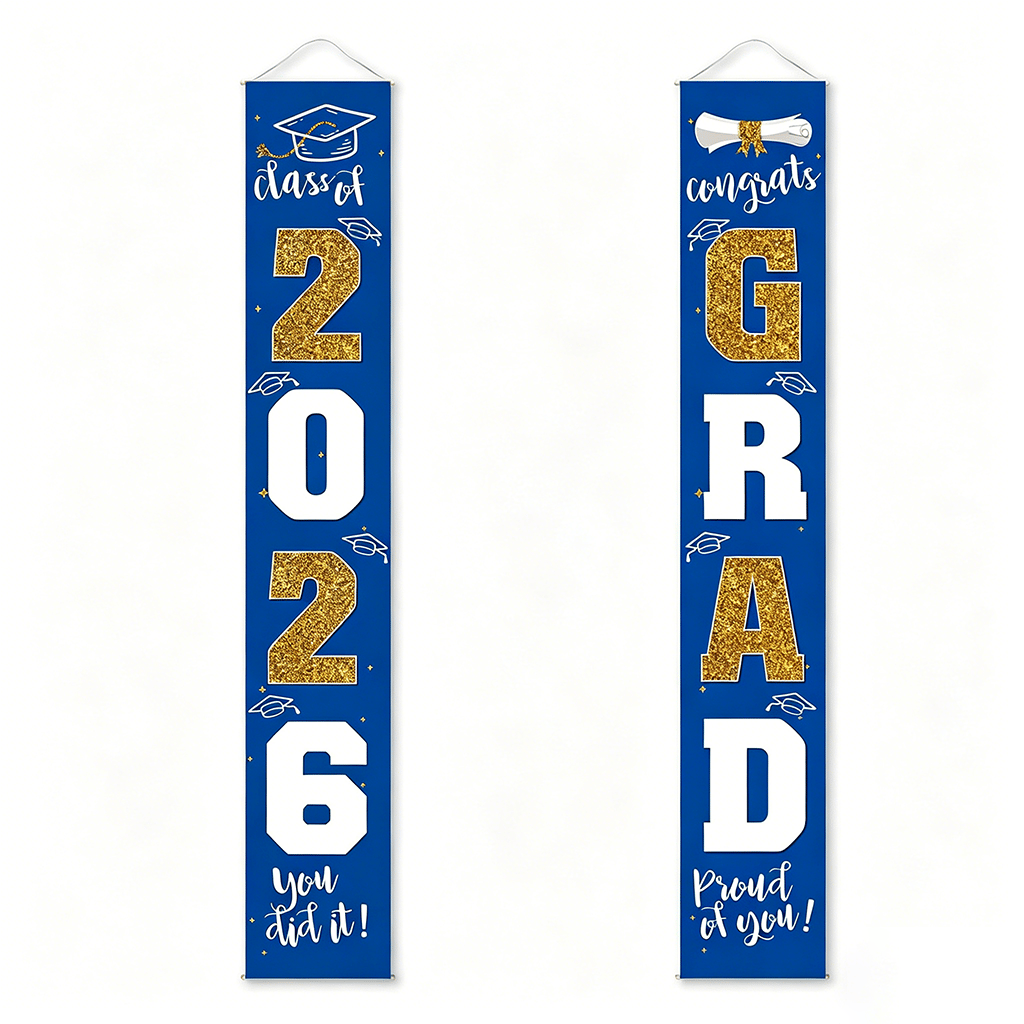 🔥2026 LAST DAY 49% OFF - 🎓Class of 2026 Graduation Banner | Congrats Grad Front Door Porch Decor for Graduation Party (✨Set of 2)