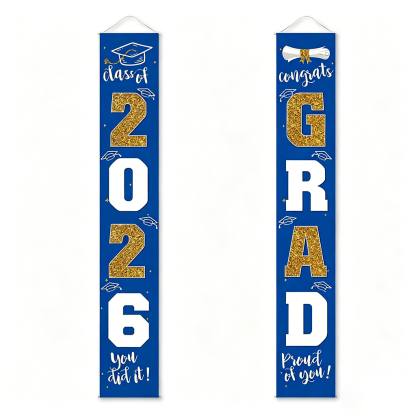 🔥2026 LAST DAY 49% OFF - 🎓Class of 2026 Graduation Banner | Congrats Grad Front Door Porch Decor for Graduation Party (✨Set of 2)