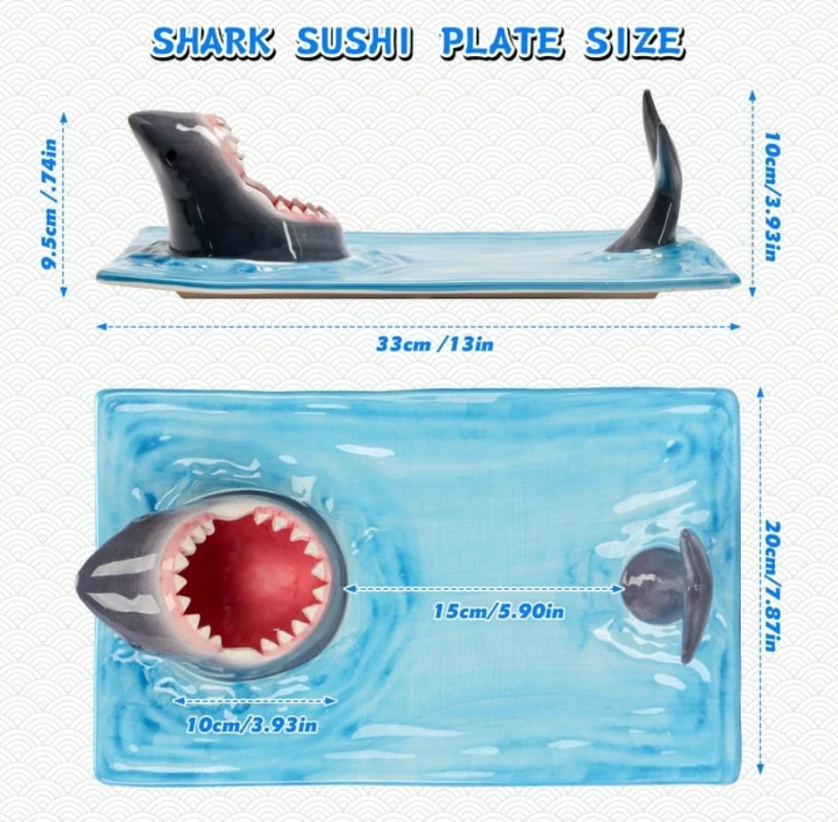 🔥LAST DAY 50% OFF⭐Handmade Ceramic Shark Plates🦈 [Equipped with knives and forks🍽]