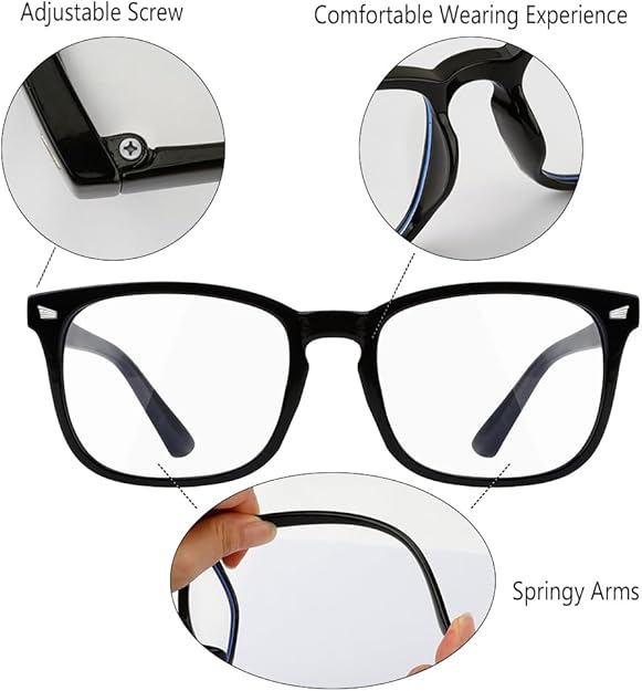 Blue Light Blocking Glasses, 2 Pack Blue Light Glasses Men, Blue Light Glasses Women Eyeglasses Bluelight Eyestrain