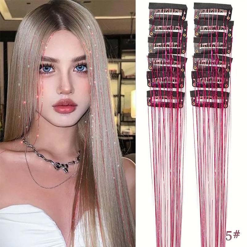 🔥Last Day 49% OFF ✨Clip-in Tinsel Hair Extensions(A set of 12 pieces)🌈