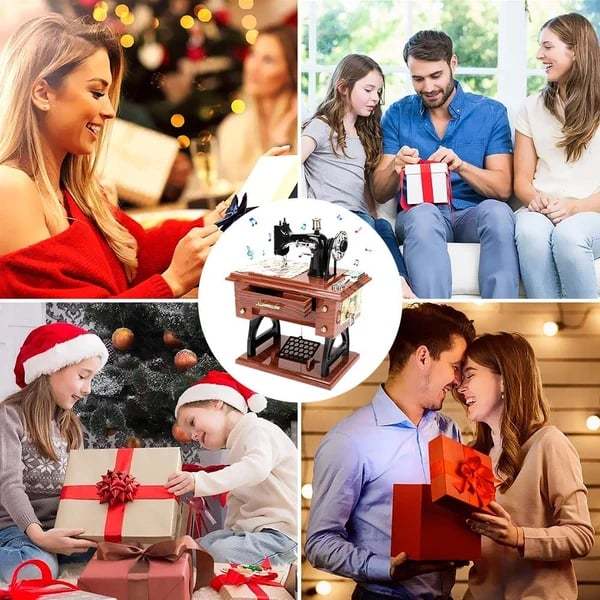 🎶Time Limit Sale 50% OFF - Wood Mini Sewing Machine Music Box