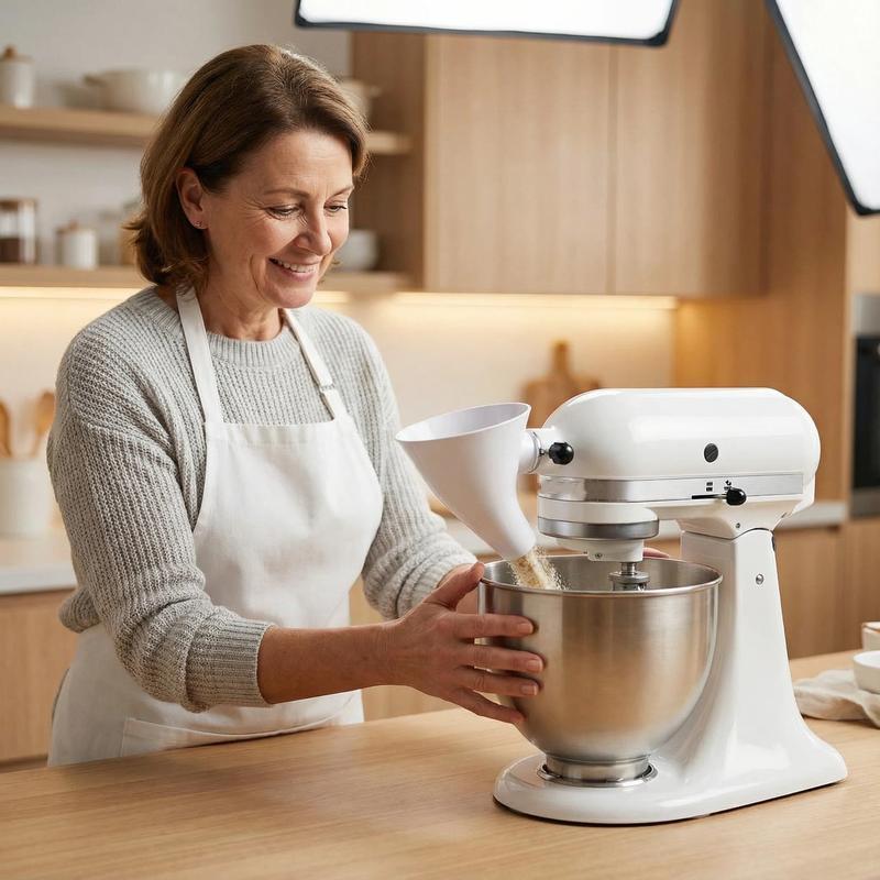 🔥LAST DAY 50% OFF✨🥰 Flour Funnel for Kitchen Aid Stand Mixer🥚🍰—The chef's right-hand assistant👨‍🍳💖