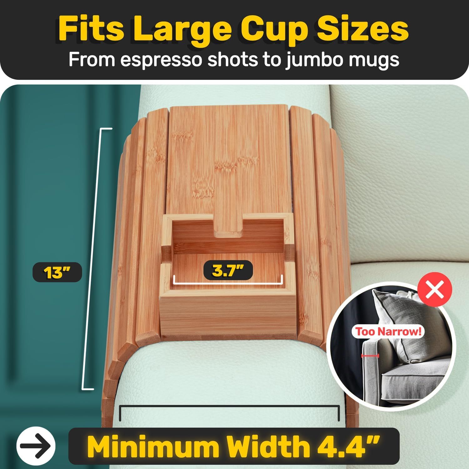 🔥Last Day 49% OFF🔥🎉Wood Couch Cup Holder – Your Sofa’s Best Friend