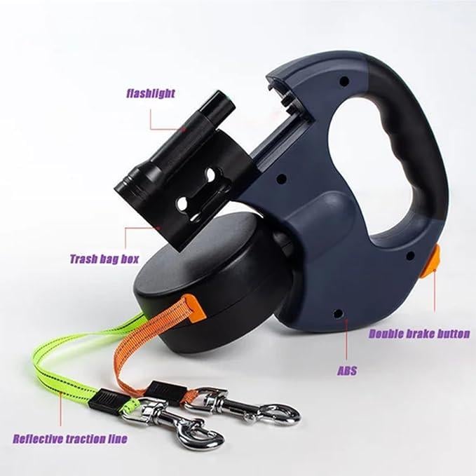 🔥Limited Time 49% Off🔥Tangle-Free Dual Dog Leash with 360° Swivel Head – For 2 Small to Medium Dogs (30 lbs)