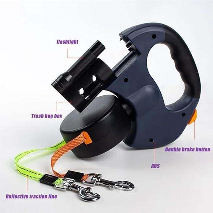 🔥Limited Time 49% Off🔥Tangle-Free Dual Dog Leash with 360° Swivel Head – For 2 Small to Medium Dogs (30 lbs)