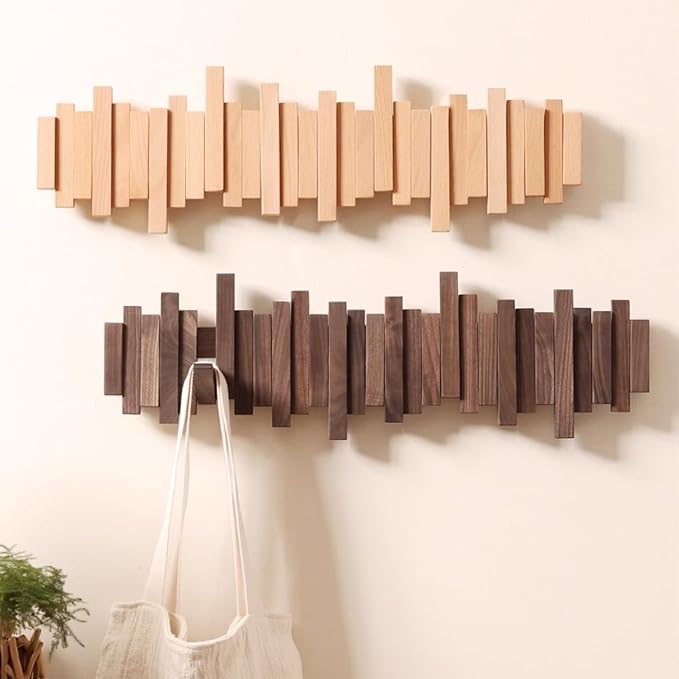 Wall-Mounted Wooden Coat Rack 🎹Piano Key Style Design