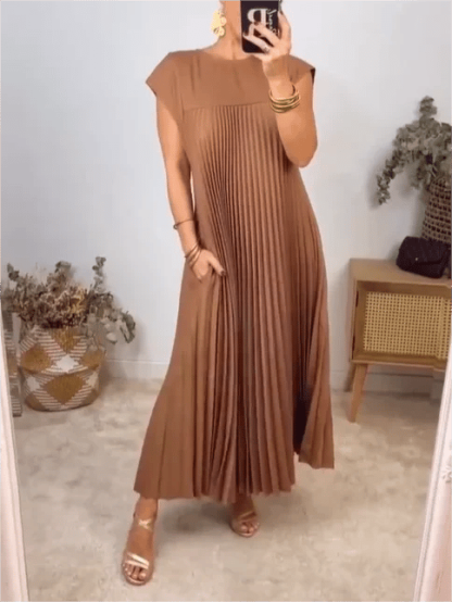 🎉Sleeveless Pleated Simple Solid Color Dress