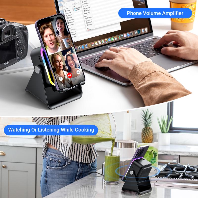 💥 FINAL TIME SALE! 40% OFF🎶📱 5-in-1 Wireless Induction Bluetooth Speaker with Adjustable Phone Stand