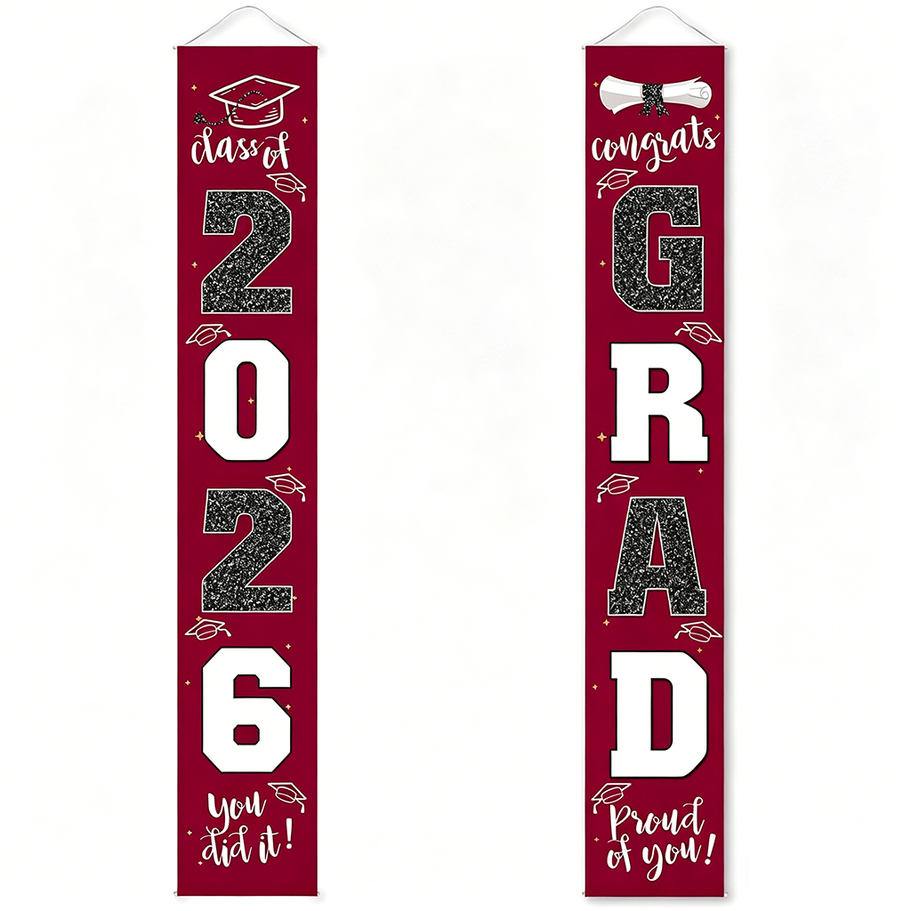 🔥2026 LAST DAY 49% OFF - 🎓Class of 2026 Graduation Banner | Congrats Grad Front Door Porch Decor for Graduation Party (✨Set of 2)