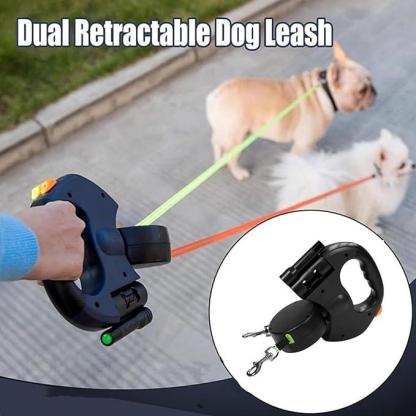 🔥Limited Time 49% Off🔥Tangle-Free Dual Dog Leash with 360° Swivel Head – For 2 Small to Medium Dogs (30 lbs)
