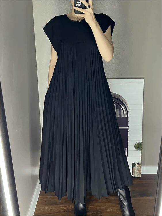 🎉Sleeveless Pleated Simple Solid Color Dress