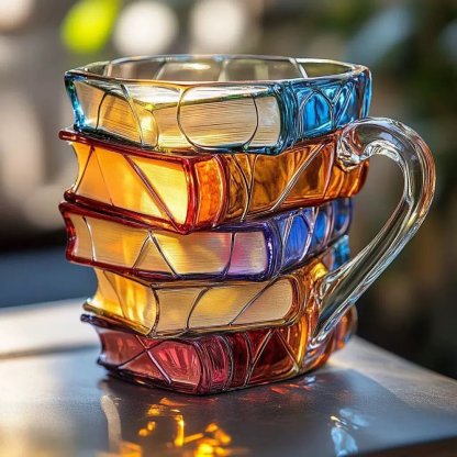 📚 Stacked Books Glass Mug