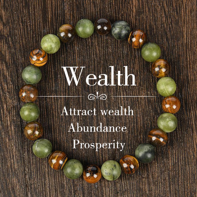 Tiger Eye Stone Bracelet – Wealth Energy, Protective Vibes, Stretchable for Calm