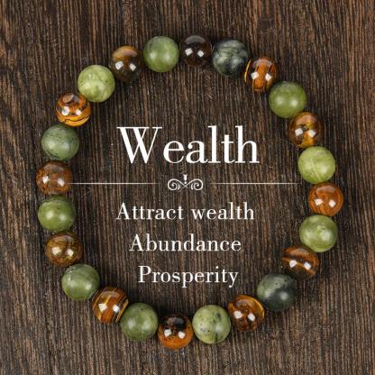 Tiger Eye Stone Bracelet – Wealth Energy, Protective Vibes, Stretchable for Calm