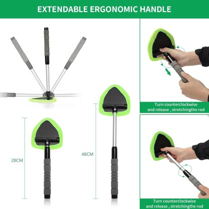 🔥Microfiber Car Windshield Cleaning Tool with Extendable Handle