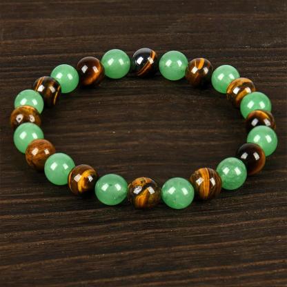 Tiger Eye Stone Bracelet – Wealth Energy, Protective Vibes, Stretchable for Calm