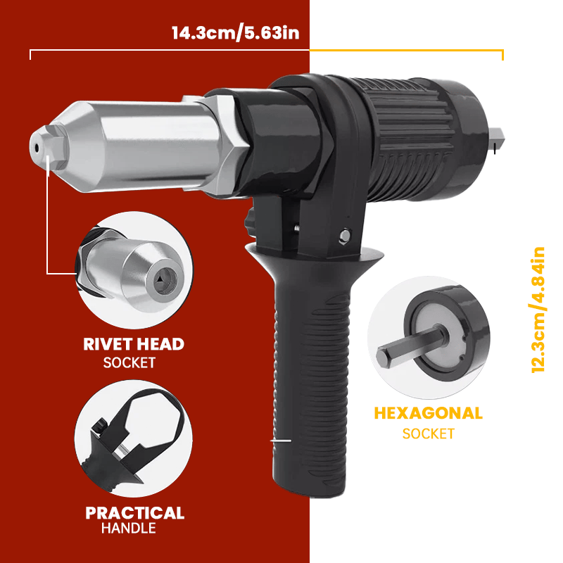 🛠️Pro-Grade Electric Rivet Gun Adapter – 💥With 4 Nozzle Sizes for Home DIY, Automotive & Industrial Use ⚡Turn Your Drill into a Riveting Beast!