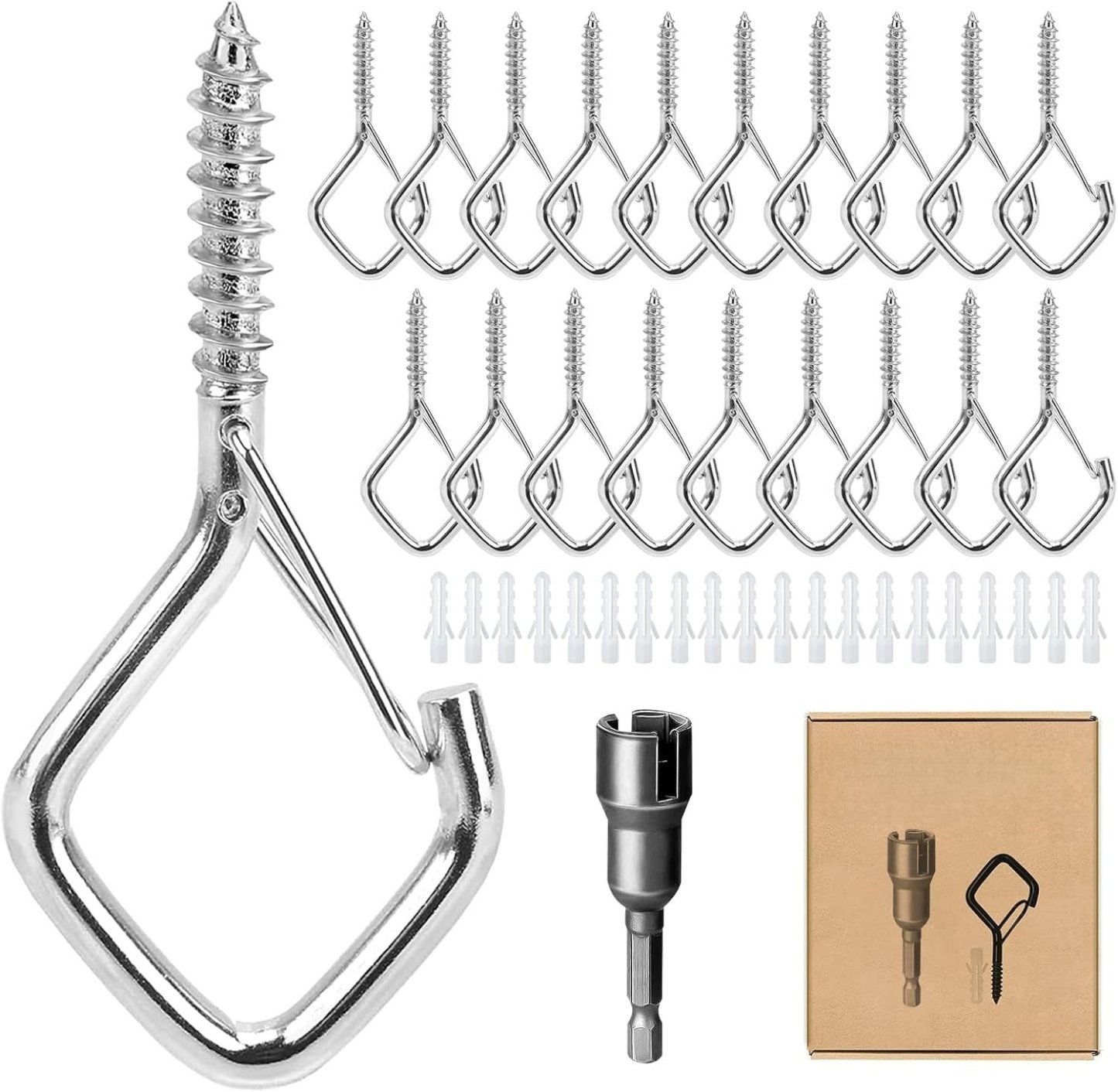 30-Piece Heavy Duty Outdoor String Light Hooks with Safety Buckle