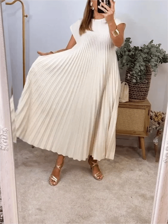 🎉Sleeveless Pleated Simple Solid Color Dress