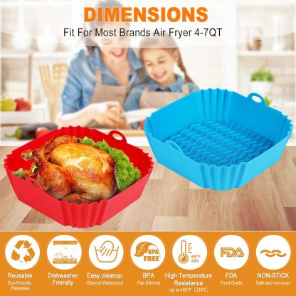 🔥Limited Time 49% Off✨Reusable Silicone Air Fryer Liner, 8 Inches