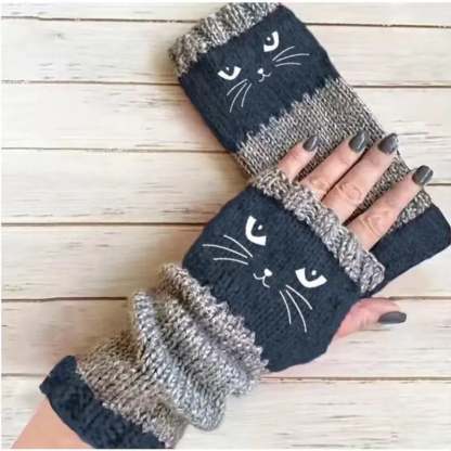 🎁🐱Cat Knitted fingerless gloves🧶