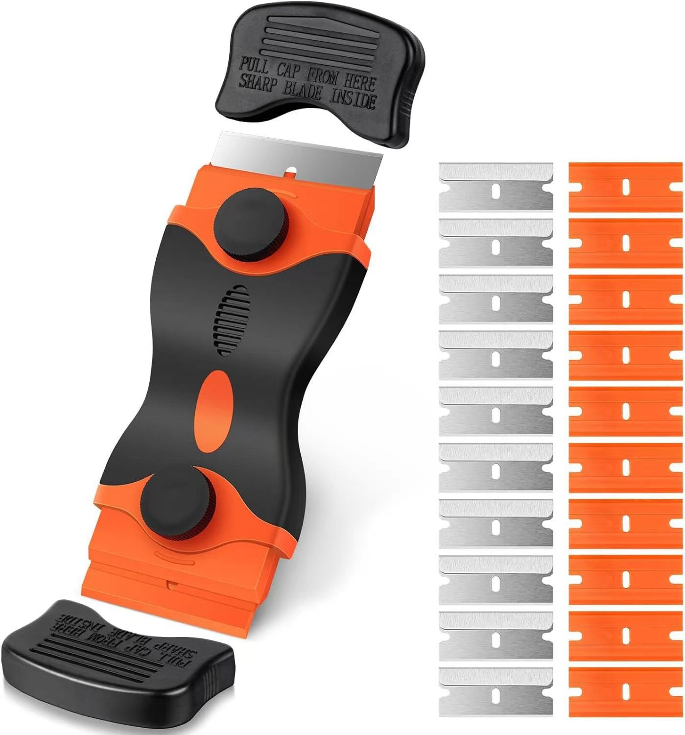 🔥2-in-1 Scraper Tool Set （with 20Pcs Razor Blades） ， Removing Window Labels