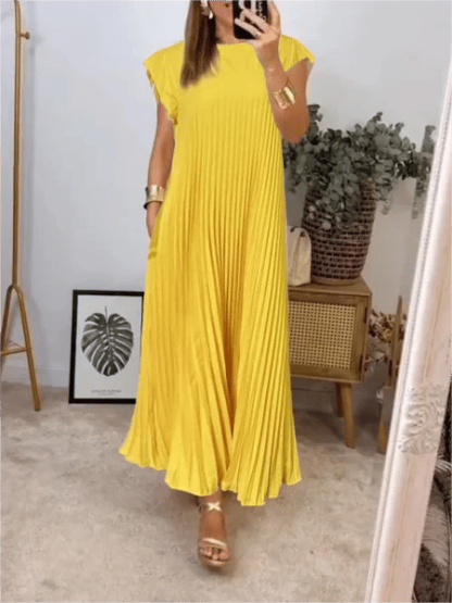 🎉Sleeveless Pleated Simple Solid Color Dress