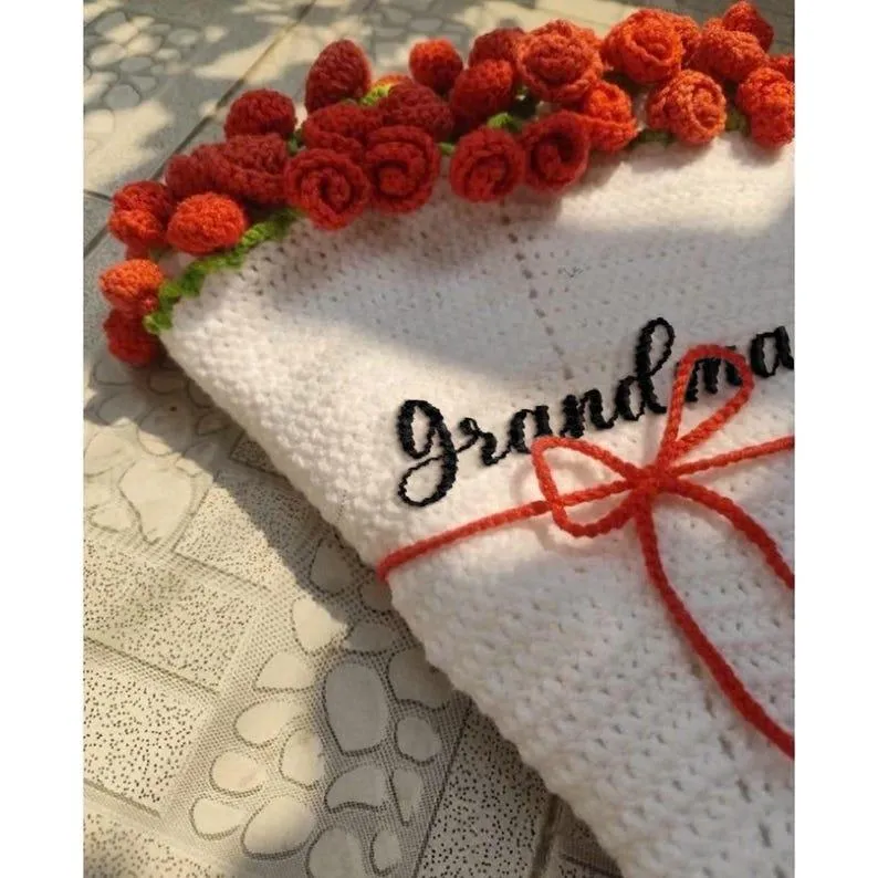 🌺Mother's Day Special ❤ Hand-Woven Rose Blanket — DIY Kit & Finished Gift 🧵