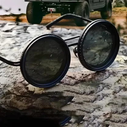 Adjustable Tint Polarized Round Sunglasses | ND9 Stepless 1-9 Gears