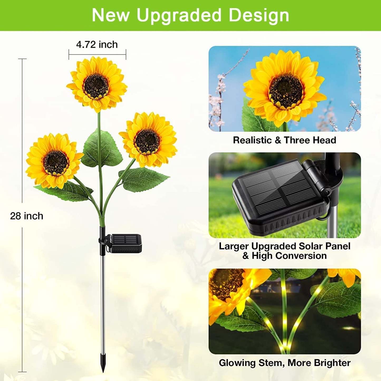 🔥Last Day Special Price: ￡9.99!!🔥 LuminaBloom™ Solar Sunflower Garden Stake Lights 🌻 | Waterproof 🌧️ | No Wiring💡