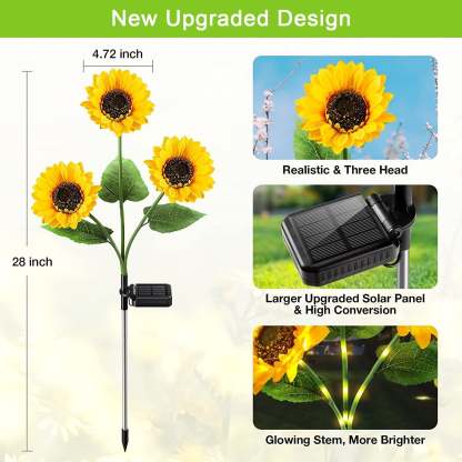 🔥Last Day Special Price: ￡9.99!!🔥 LuminaBloom™ Solar Sunflower Garden Stake Lights 🌻 | Waterproof 🌧️ | No Wiring💡