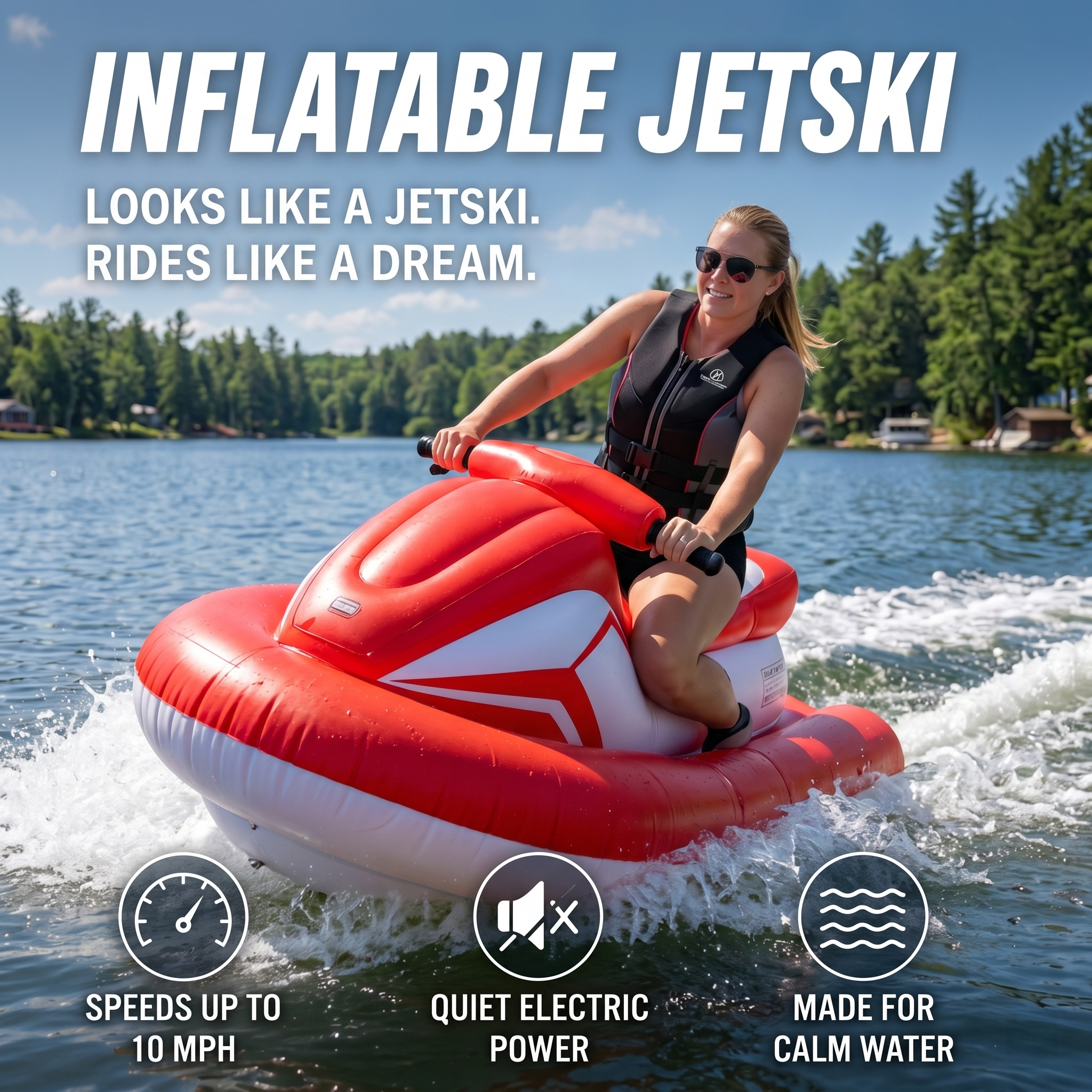 Portable Electric Inflatable Jet Ski for Adults – Battery-Powered Ride-On Watercraft, Up to 10 MPH, Compact & Easy Storage