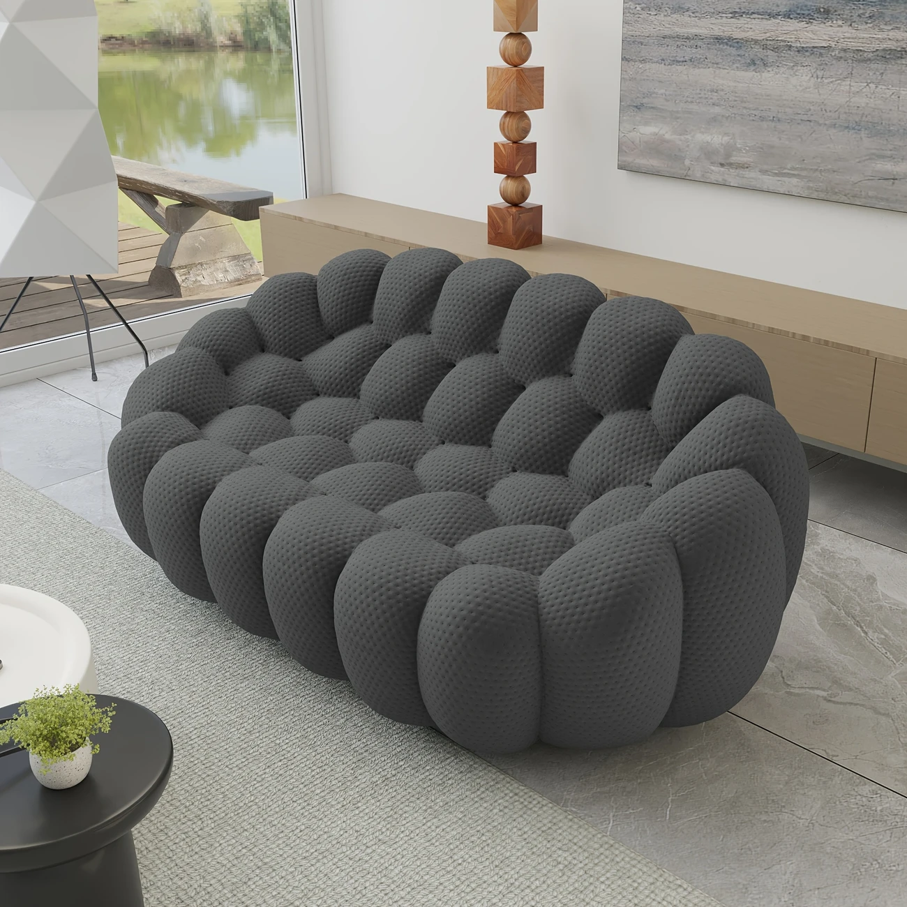 Dark gray Bubble Sofa in living room