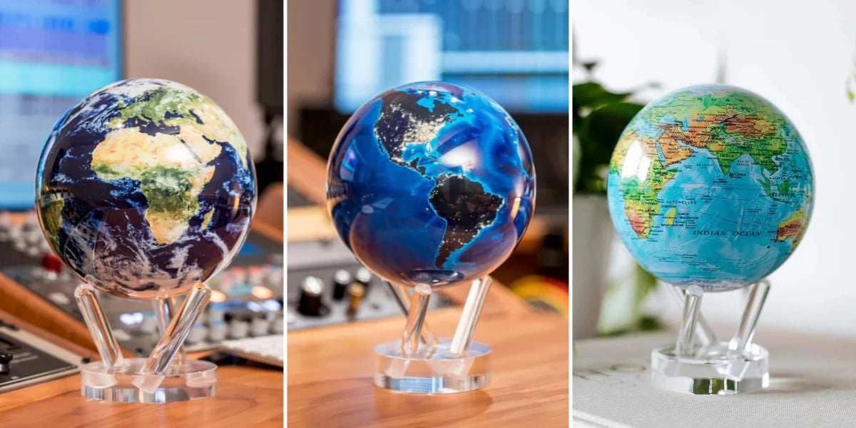 8.5” Self-Rotating Globe Powered by Light | Silent Motion, No Batteries or Wires | Unique Desk Decor