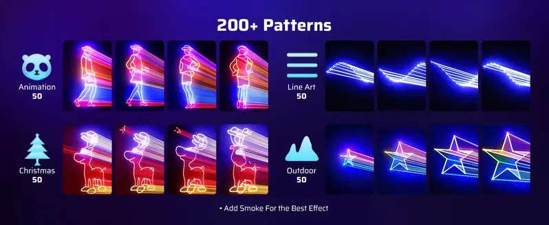 Professional APP-Controlled WiFi Laser Projector - Aluminium, Adjustable, Audio-Supported, 200+ Built-in 3D RGB Effects, Hand Drawing, Custom Design, DMX Sync, Remote Control, Android Compatible for Weddings, Christmas (Indoor & Outdoor)